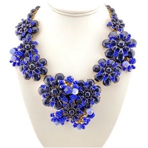 J. Crew Navy Blue Floral Necklace